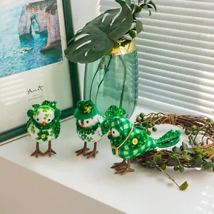 St Patricks Day Decorations,Set of 3 Irish Handmade St.Patrick'S Day Birds with - Picture 1 of 6