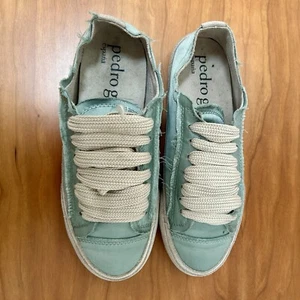 PEDRO GAICIA SCARPE DA GINNASTICA DESIGNER SPAGNOLE VERDI BORDO GREZZO SETA RASO LACCI TAGLIA 3 - Foto 1 di 7