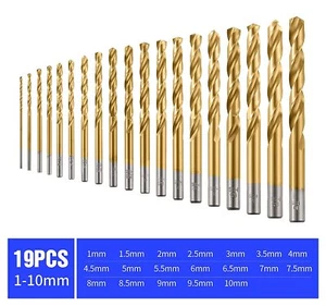 Juego de brocas recubiertas de titanio 19x juego de brocas Hss para controlador de impacto de acero de madera - Imagen 1 de 6