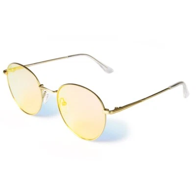 GLVSS Brand 'Gunna' Metal Round Sunglasses Gold Frame Flash Red Mirror Lens - Image 1 of 4