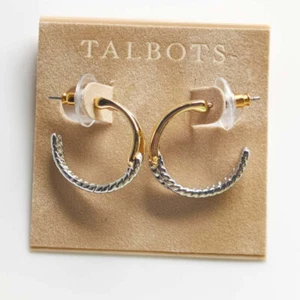 New 21mm Talbots Floral Hoop Earrings Gift Fashion Women Party Holiday Jewelry - Picture 1 of 4