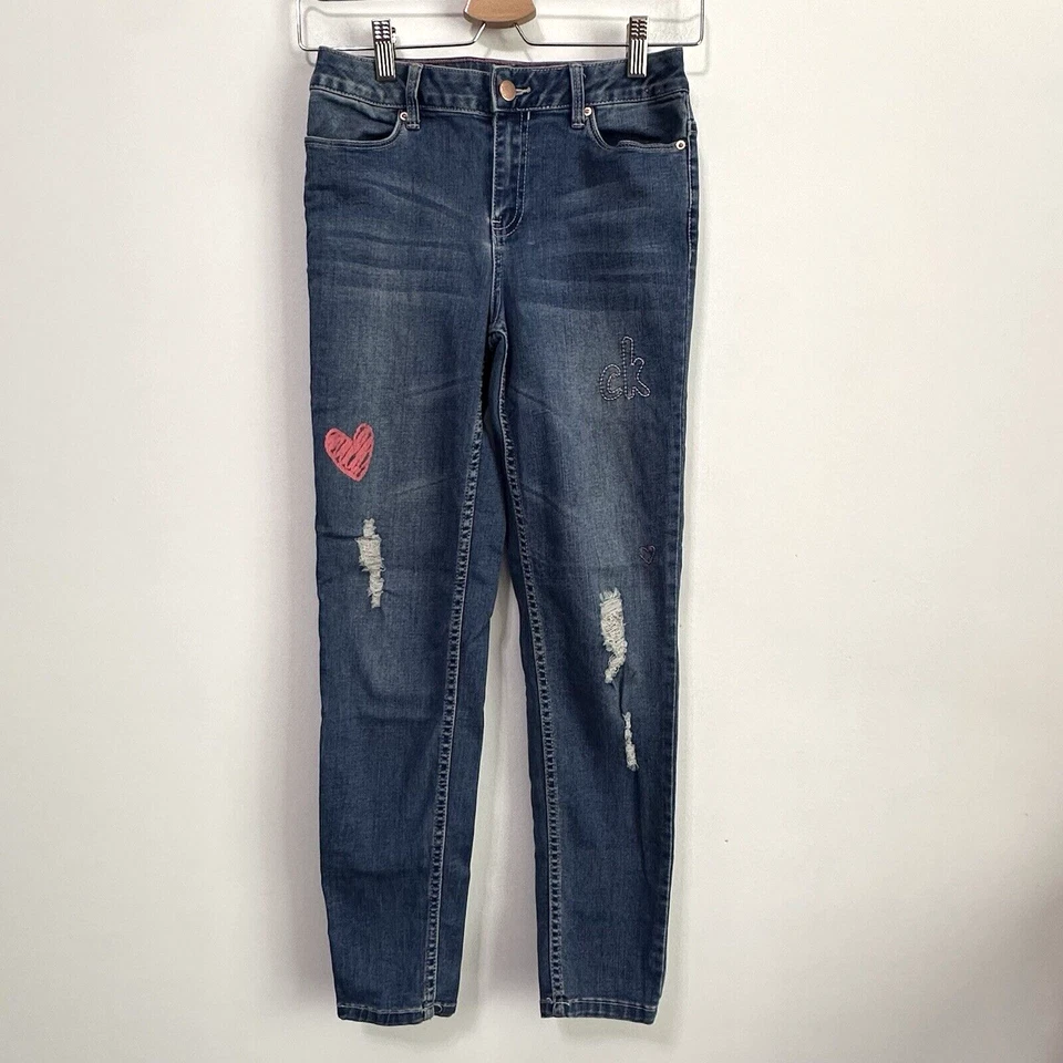 Calvin Klein Girls Jeans 12 Boyfriend Fit 26 x 27 Distressed Casual School Blue - Image 1 of 4