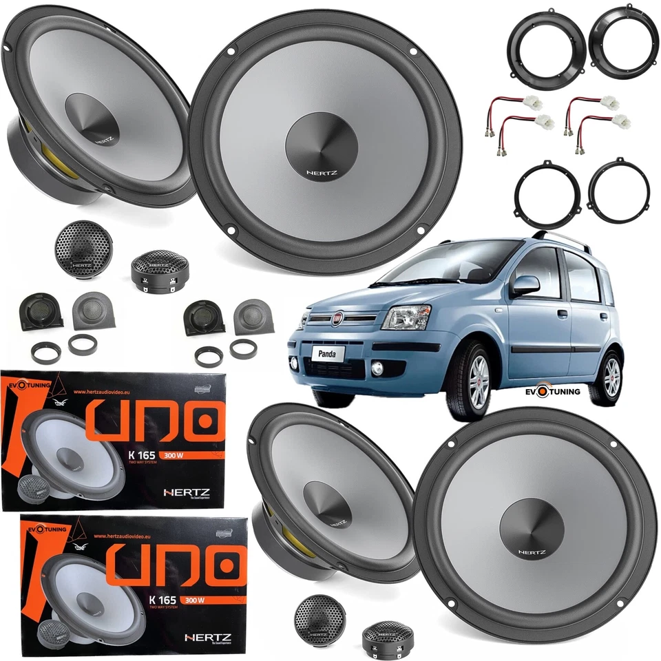 HERTZ EVOTUNING Kit 8 Casse Altoparlanti Hertz K 165 Ant+Post per FIAT Panda 2003>12 +Griglie Tw