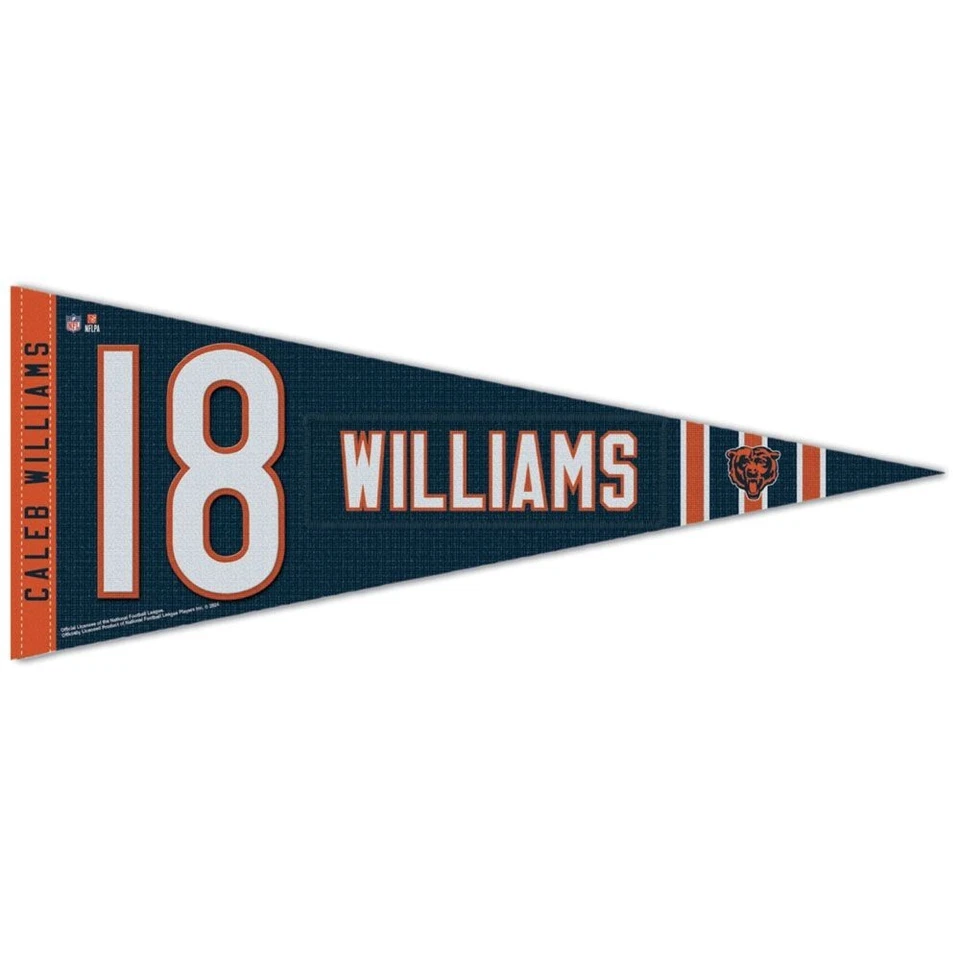 Banderín de fieltro premium enrollable CALEB WILLIAMS #18 CHICAGO BEARS 12"x30" WINCRAFT Foto 1 de 1