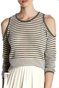 Maglione donna Romeo e Giulietta spalle fredde maniche lunghe a righe avorio/verde M - Foto 1 di 3