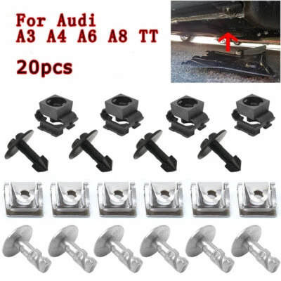 20pcs Undertray Guard Engine Under Cover Fixing Clips Screws Kit For Audi A4 A6 - Изображение 1 из 4