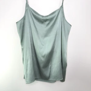 NWT Eileen Fisher Elm Green Silk Charmeuse Cami Tank Top L $158 Sandwashed - Picture 1 of 9