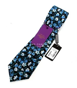 NWT Holland Esquire Liberty Flower Floral Print Tie 100% Cotton Blue - Picture 1 of 4