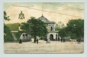 POSTCARD Entrance to Blackburn Park. horse and buggy. Tear to top right - Picture 1 of 2