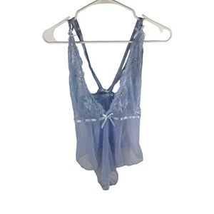 NWT Oh la la Cheri Blue Lace Teddy Lace Lingerie Nylon Spandex Bodysuit Size S/M - Picture 1 of 12