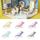 Toy Doll Miniature Furniture Folding Stripe Deck Dollhouse Beach Chair