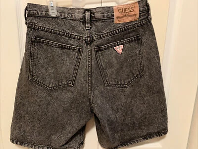 Винтажные женские черные кислотные вареные шорты Guess Georges Marciano на пуговицах размер 2  - Изображение 1 из 4