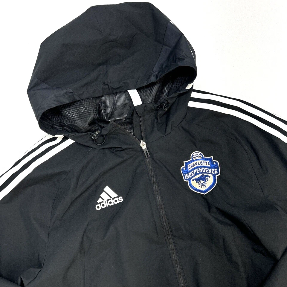 Charlotte Independence Soccer Adidas Windbreaker Jacket Mens M Black Pockets - Image 1 of 4