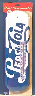 Pepsi Cola Metal Tin Thermometer Indoor Outdoor Vintage Reproduction Style - Image 1 of 2