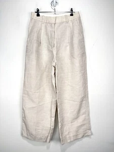Aritzia Wilfred Effortless Pant Wide Leg Tencel Linen Beige Women's Size 8 - Picture 1 of 8