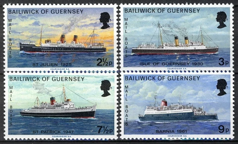 Guernsey 1973, Ships, Mail boat set MNH, Mi 75-78 Cover