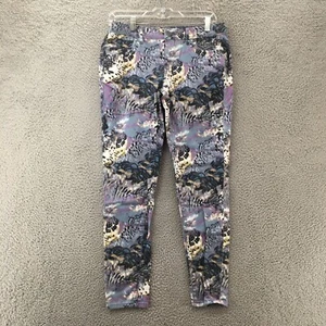 Vera Wang Skinny Pants Womens 4 (Actual 30x28.5) Multi Mid Rise Abstract Zip Fly - Picture 1 of 16