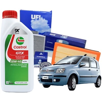 KIT TAGLIANDO FIAT PANDA 2 169 1.2 BENZINA FILTRI UFI + 3LT CASTROL GTX 10W40