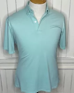 Mizzen + Main USA Polo Shirt Mens Large Flex L Sky Blue Solid Stretch - Picture 1 of 5