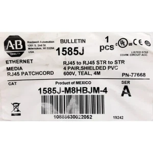 NEW Allen Bradley 1585J-M8HBJM-4 Ethernet Patchcord AB - Picture 1 of 4
