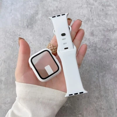 2in1 Silicone Watch Band+PC Case for Apple Watch Series Ultra/SE/9/8/7/6/5/4/321 - Image 1 of 4