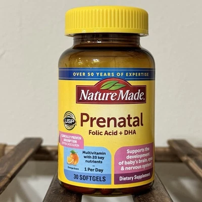 NATURE MADE Prenatal con Ácido Fólico + DHA 30 Geles Blandos Exp. 4/26 Foto 1 de 4