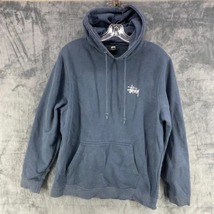 Stussy Logo Hoodie 2 Sided Graphic Boxy Fit  Men’s Size Medium Faded Navy - Picture 1 of 17