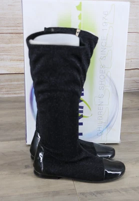 Big Girls Youth Size US 6 39 Pull On Full Inside Zip Black Metallic Tall Boots - Image 1 of 4