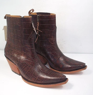 Ariat Women's 9.5 M Brown Caiman Print Jade Western Booties Snip Toe - Image 1 of 4