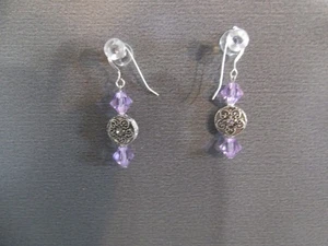 1 Pair Unique  1.25"in Purple Diamond Shape Dangle - Foto 1 di 5