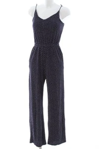 H&M Langer Jumpsuit Mujeres Pantalón Talla EU 36 azul-blanco look casual - Imagen 1 de 5