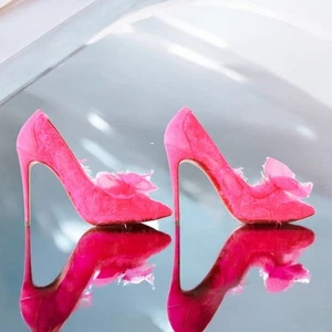 Christian Louboutin Suede Leather Lace Ribbon Pointed Toe Pumps 36EU - Picture 1 of 10