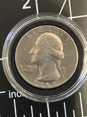 1965 quarter no mint mark error. Double Strike On Date and God we trust - Image 1 of 4