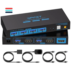 HDMI KVM Switch 2 PC 1 Monitor | 4K60Hz USB 3.0 | 4 USB Ports - Bild 1 von 7