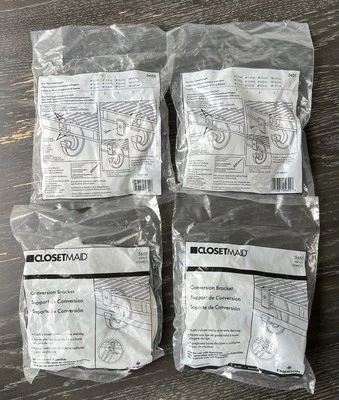 Soporte de conversión ClosetMaid para soporte de varilla de estantería de alambre, lote de 4 #5655 blanco Foto 1 de 4