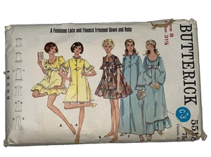 Vintage 60er Butterick 5518 ROBE & VOLANT NACHTHEMD Schnittmuster Damengröße 8 UC - Bild 1 von 2