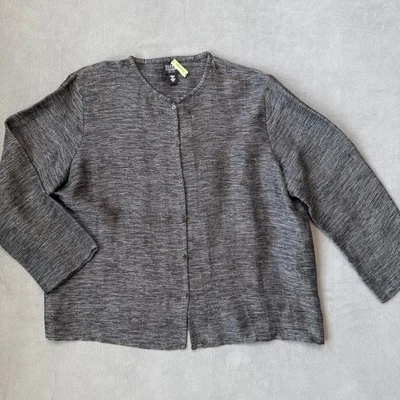Eileen Fisher Cardigan Womens Petite Large Gray Button Up Italian DRY CLEANED - Image 1 of 4