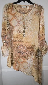 Túnica fluida Chicos 2/L para mujer semi transparente vibrante animal cachemira dobladillo asimétrico - Imagen 1 de 11