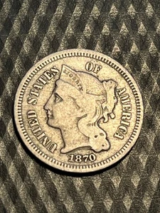 1870 Three Cent Copper Nickel in Very Good condition #DD9 - Picture 1 of 4