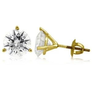 Tachuelas de oro de 14 k con diamantes certificados extraídos en tierra natural corte redondo F SI1 de 1/2 quilate - Imagen 1 de 5