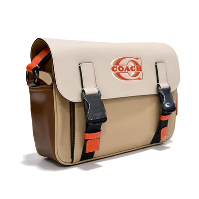 Bolso Bandolera Coach Track Bloques de Color Sello Coach Cierre Frontal Beige Nuevo con Etiquetas Foto 1 de 4