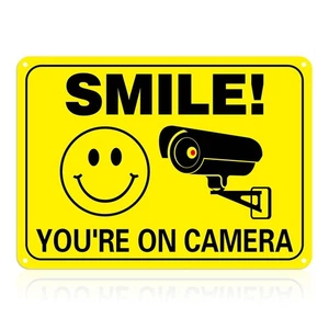 Smile You’re on Camera Schild Rostfrei Aluminium Videoüberwachung Schilder Secur... - Bild 1 von 7
