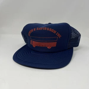 Vintage 1980er 90er Edwin H. Davis & Son Inc Foam Meshback Trucker Cap Mütze blau  - Bild 1 von 6