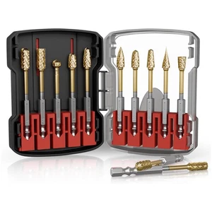 10 Pcs 1/4" Carbide Burr Set, 1/4" Quick-Change Shank, Die Grinder Bits for M... - Picture 1 of 7