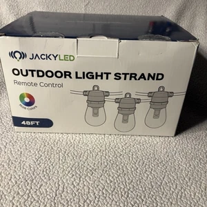 JACKYLED 48FT Outdoor String Lights RGB LED Remote Control Waterproof  - Picture 1 of 4