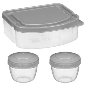 3pc Lunch Set BPA Free Perfect For Taking Your Lunch To School And Picnic - Grey - Picture 1 of 7