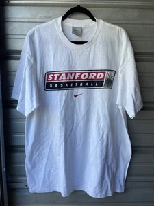 Vintage Y2K Nike Stanford University Cardinal Basketball White T-Shirt Men's L - Picture 1 of 13