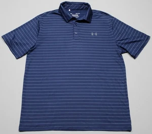 Under Armour Playoff Golf Polo Shirt Mens Large Navy Blue Striped Performance - Picture 1 of 6