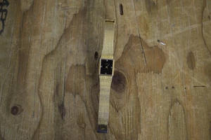 Vintage Concord Quartz Gold Tone Watch Mens Black Dial Diamond Markers 1970s - Picture 1 of 5
