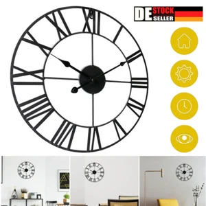 GROßE METALL WANDUHR RÖMISCHE ZAHLEN GIANT OFFENE GESICHT Premium Wanduhren 40CM - Bild 1 von 15